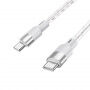 Hoco X99 Crystal Junction Silikonski prozorni USB-C / USB-C polnilni in podatkovni kabel za iPhone / iPad / MacBook / AirPods - 1 m - siv