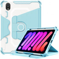 Trpežen 360° vrtljivi etui s predelkom za Apple Pencil za iPad mini 6 / mini 7 - modro