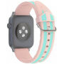 Silikonski trak s črtami za Apple Watch Ultra 49mm / 46mm / 45mm / 44mm / 42mm - roza-turkizna