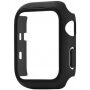 Silikonski trakec z ovitkom s kaljenim steklom za Apple Watch 38mm - črna