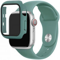 Silikonski trakec z ovitkom s kaljenim steklom za Apple Watch 38mm - petrolejni