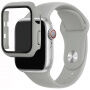 Silikonski trakec z ovitkom s kaljenim steklom za Apple Watch 38mm - siva