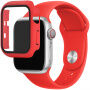 Silikonski trakec z ovitkom s kaljenim steklom za Apple Watch 38mm - rdeče
