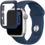 Silikonski trakec z ovitkom s kaljenim steklom za Apple Watch 38mm - temno modra