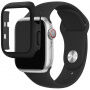 Silikonski trakec z ovitkom s kaljenim steklom za Apple Watch 42mm - črna