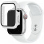 Silikonski trakec z ovitkom s kaljenim steklom za Apple Watch 41mm / 40mm - bela
