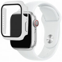 Silikonski trakec z ovitkom s kaljenim steklom za Apple Watch 41mm / 40mm - bela