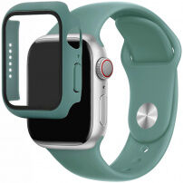 Silikonski trakec z ovitkom s kaljenim steklom za Apple Watch 41mm / 40mm - petrolejni