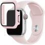 Silikonski trakec z ovitkom s kaljenim steklom za Apple Watch 41mm / 40mm - stara roza