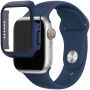 Silikonski trakec z ovitkom s kaljenim steklom za Apple Watch 41mm / 40mm - temno modra