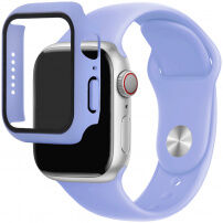Silikonski trakec z ovitkom s kaljenim steklom za Apple Watch 41mm / 40mm - vijolična