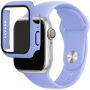 Silikonski trakec z ovitkom s kaljenim steklom za Apple Watch 45mm / 44mm - vijolična