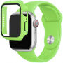 Silikonski trakec z ovitkom s kaljenim steklom za Apple Watch 45mm / 44mm - zelena