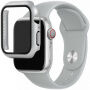 Silikonski trakec z ovitkom s kaljenim steklom za Apple Watch 45mm / 44mm - svetlo siva