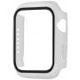 Silikonski trakec z ovitkom s kaljenim steklom za Apple Watch 45mm / 44mm - bela