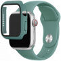Silikonski trakec z ovitkom s kaljenim steklom za Apple Watch 45mm / 44mm - petrolejni