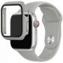 Silikonski trakec z ovitkom s kaljenim steklom za Apple Watch 45mm / 44mm - siva