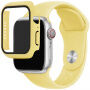 Silikonski trakec z ovitkom s kaljenim steklom za Apple Watch 45mm / 44mm - rumena