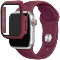 Silikonski trakec z ovitkom s kaljenim steklom za Apple Watch 45mm / 44mm - vinsko