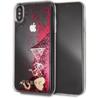 Ovite za obleko za usne z bleščicami Guess za iPhone XS Max - malina