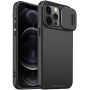 Mat ovitek z drsnim pokrovom fotoaparata za iPhone 12 Pro Max - črn