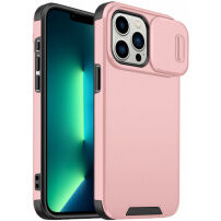 Mat ovitek z drsnim pokrovom fotoaparata za iPhone 13 Pro Max - roza