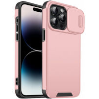 Mat ovitek z drsnim pokrovom fotoaparata za iPhone 14 Pro Max - roza