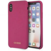 Guess silikonski ovitek Gold Logo ovitek za iPhone X / XS - roza