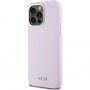 Silikonski etui DKNY Silver Metal Logo z MagSafe za iPhone 15 Pro Max - roza