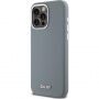 Silikonski etui DKNY Silver Metal Logo z MagSafe za iPhone 15 Pro Max - siv