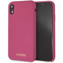Guess pokrivalo za logotip iz silikonskega zlata iPhone XR - roza