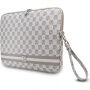 Torbica DKNY Checkered Pattern and Stripe za iPad do 13" / MacBook do 14" - bež