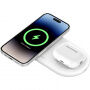 BELKIN BOOST CHARGE PRO Qi2 2-v-1 magnetna polnilna podloga za iPhone / AirPods - bela