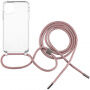 Prozorna torbica z vrvico FIXED Pure Neck za iPhone 11 - roza