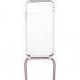Prozorna torbica z vrvico FIXED Pure Neck za iPhone 11 - roza