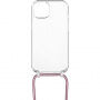 Prozorna torbica z vrvico FIXED Pure Neck za iPhone 12 / 12 Pro - roza