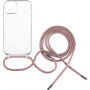 Prozorna torbica z vrvico FIXED Pure Neck za iPhone 14 - roza