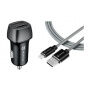 Tactical Field Plug Dual komplet avtopolnilec 12W 2x USB-A z USB-A / Lightning kabel - MFi za iPhone / iPad - 30 cm - siv