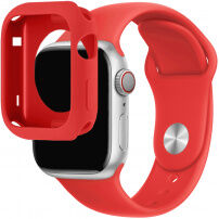 Silikonski trak s silikonskim etuijem za Apple Watch 45mm/44mm - rdeč