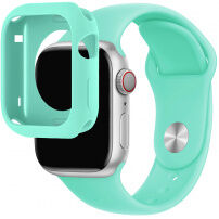 Silikonski trak s silikonskim etuijem za Apple Watch 45mm/44mm - turkizen