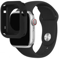 Silikonski trak s silikonskim etuijem za Apple Watch 45mm/44mm - črn