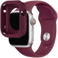 Silikonski trak s silikonskim etuijem za Apple Watch 41mm / 40mm - vinski