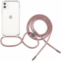 Prozorna torbica z vrvico FIXED Pure Neck za iPhone 11 - roza