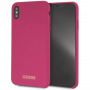 Guess pokrivalo za logotip iz silikonskega zlata iPhone XS Max - roza