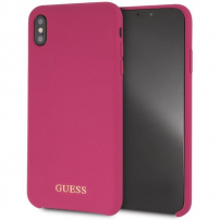 Guess pokrivalo za logotip iz silikonskega zlata iPhone XS Max - roza