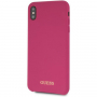 Guess pokrivalo za logotip iz silikonskega zlata iPhone XS Max - roza