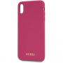 Guess pokrivalo za logotip iz silikonskega zlata iPhone XS Max - roza