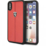 Trdi usnjeni ovitek Ferrari Heritage Stripe za iPhone X / XS - rdeče