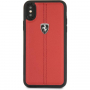 Trdi usnjeni ovitek Ferrari Heritage Stripe za iPhone X / XS - rdeče