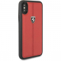 Trdi usnjeni ovitek Ferrari Heritage Stripe za iPhone X / XS - rdeče